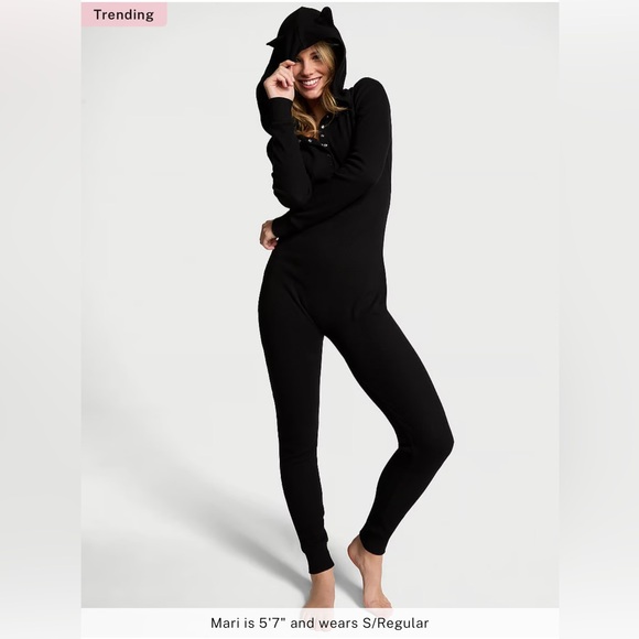 PINK Victoria's Secret Other - 🆕 PINK VICTORIA’S SECRET THERMAL HOODIE SLEEP ONESIE